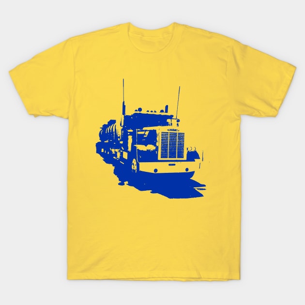 Freightliner classic 1980s big rig truck monoblock blue T-Shirt by soitwouldseem